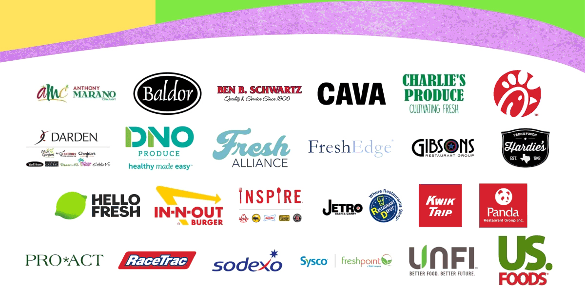 Group of logos for buyer companies attending the Foodservice expo