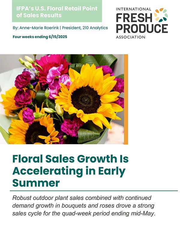 A promotional image for floral sales results featuring a bouquet of sunflowers and carnations with text.